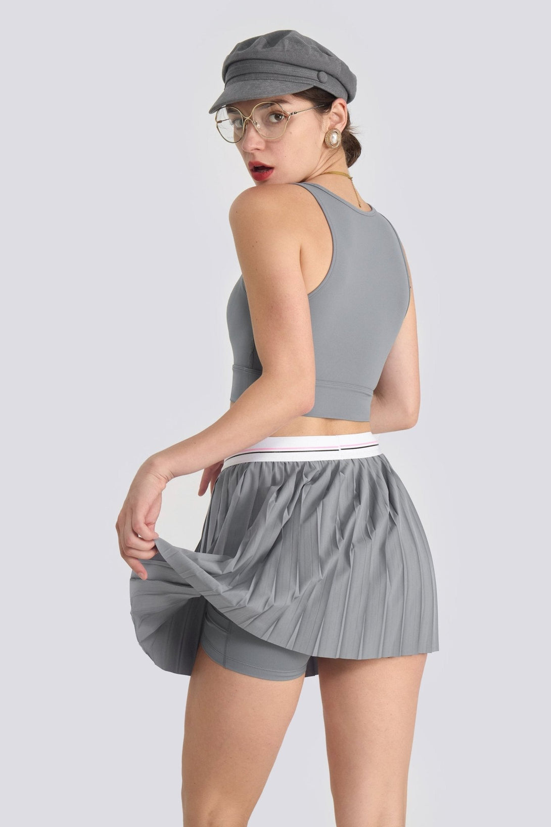 Grey U Neck Cut Out Cropped Gray Tank Top - Stylr