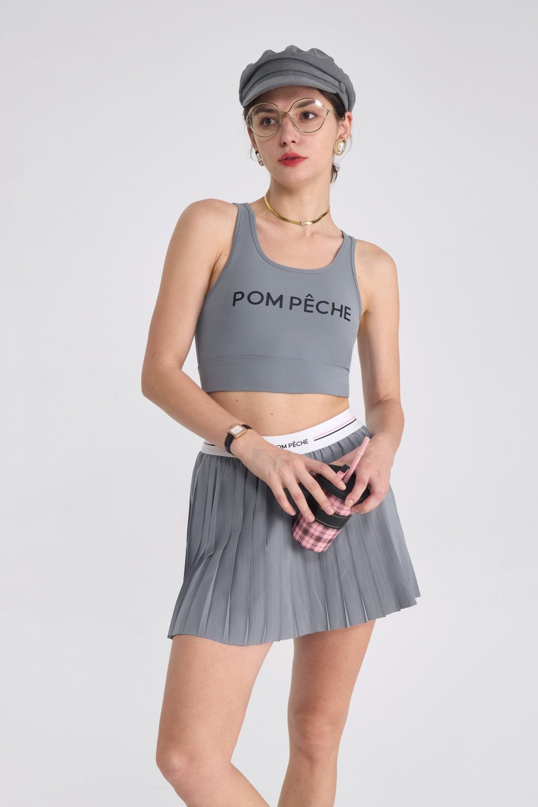 Grey U Neck Cut Out Cropped Gray Tank Top - Stylr