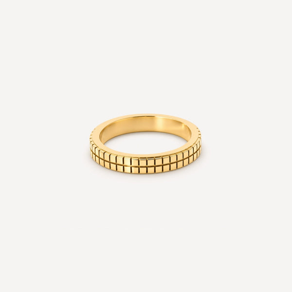 Gridline Band Ring - 18K Gold Plated Stainless Steel