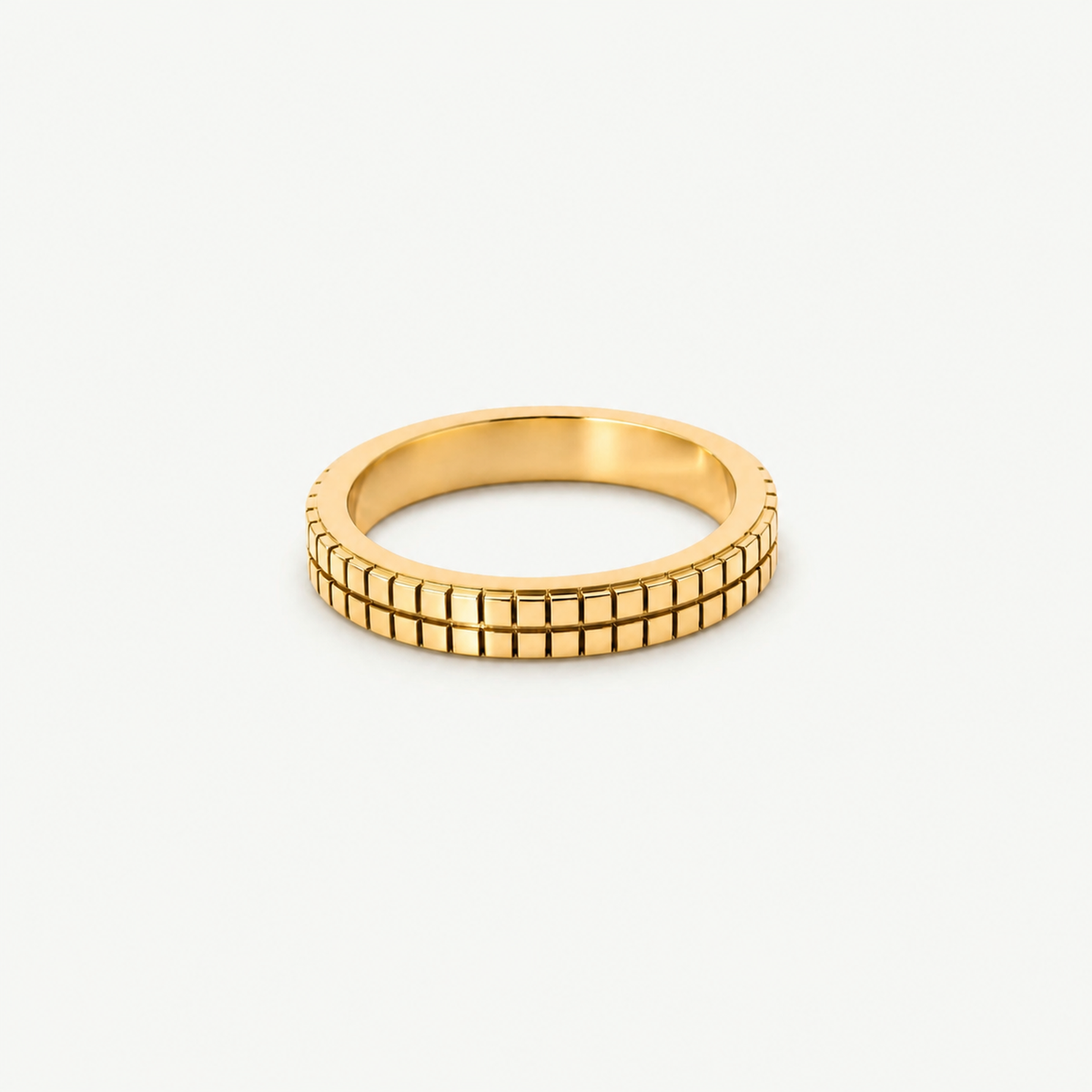 Gridline Band Ring - 18K Gold Plated Stainless Steel