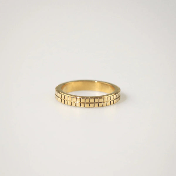 Gridline Band Ring - 18K Gold Plated Stainless Steel