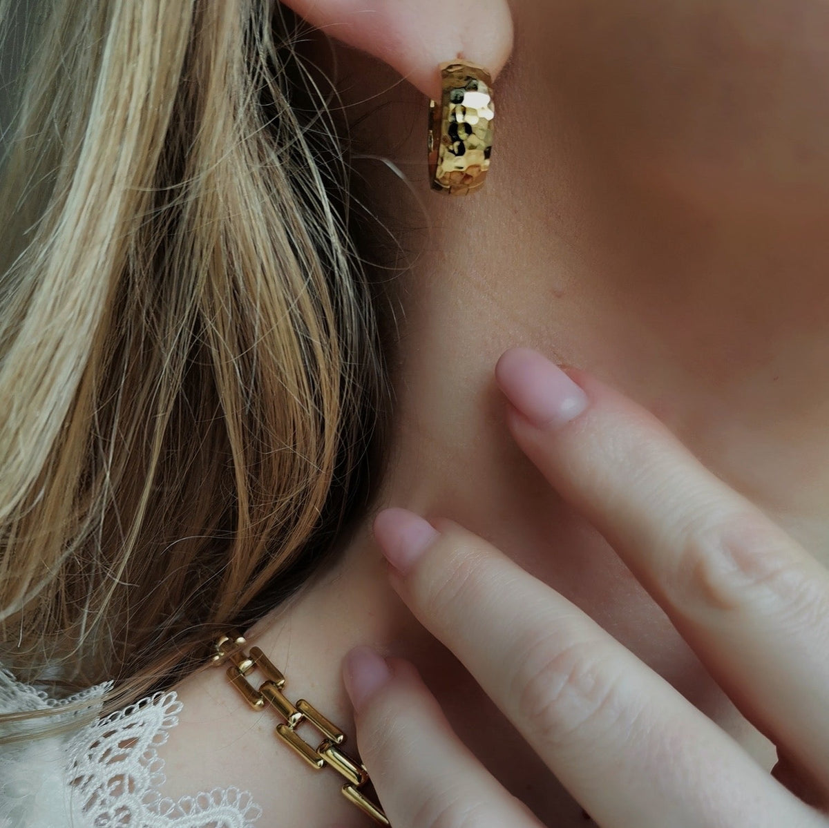 Hammered Small Hoops