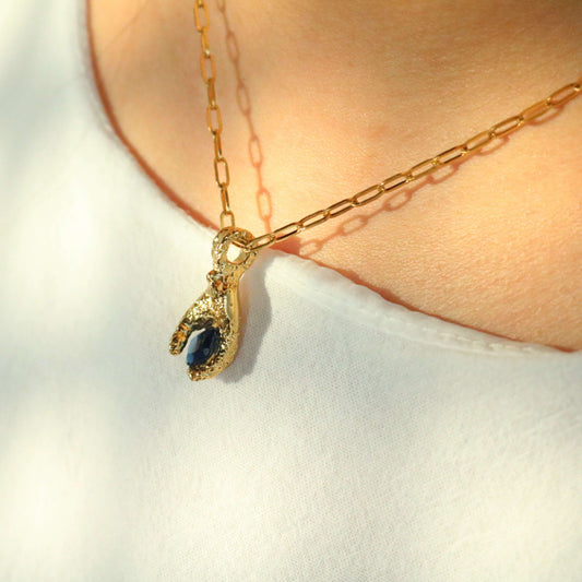 Waterproof 18k Gold Plated Hand of Stillness Necklace, 18k gold-plated stainless steel