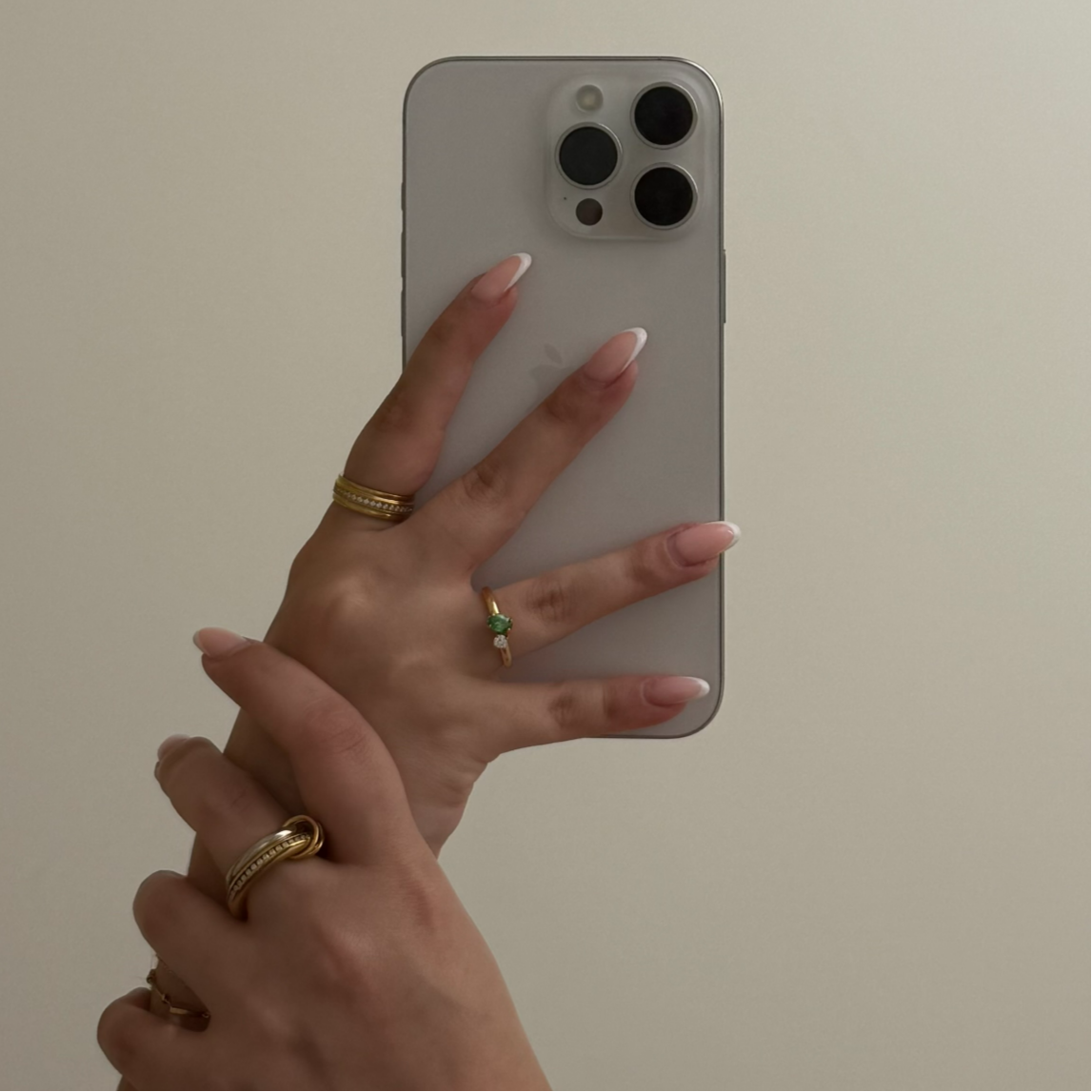 Double Sparkle Link Ring, waterproof 18k gold-plated stainless steel