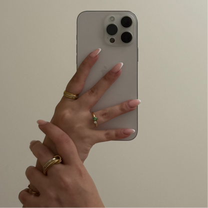 Double Sparkle Link Ring, waterproof 18k gold-plated stainless steel