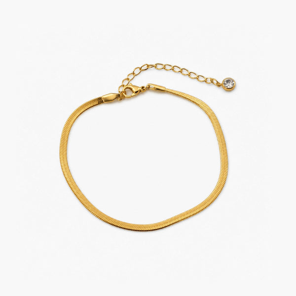 Herringbone Anklet – Waterproof Gold Anklet