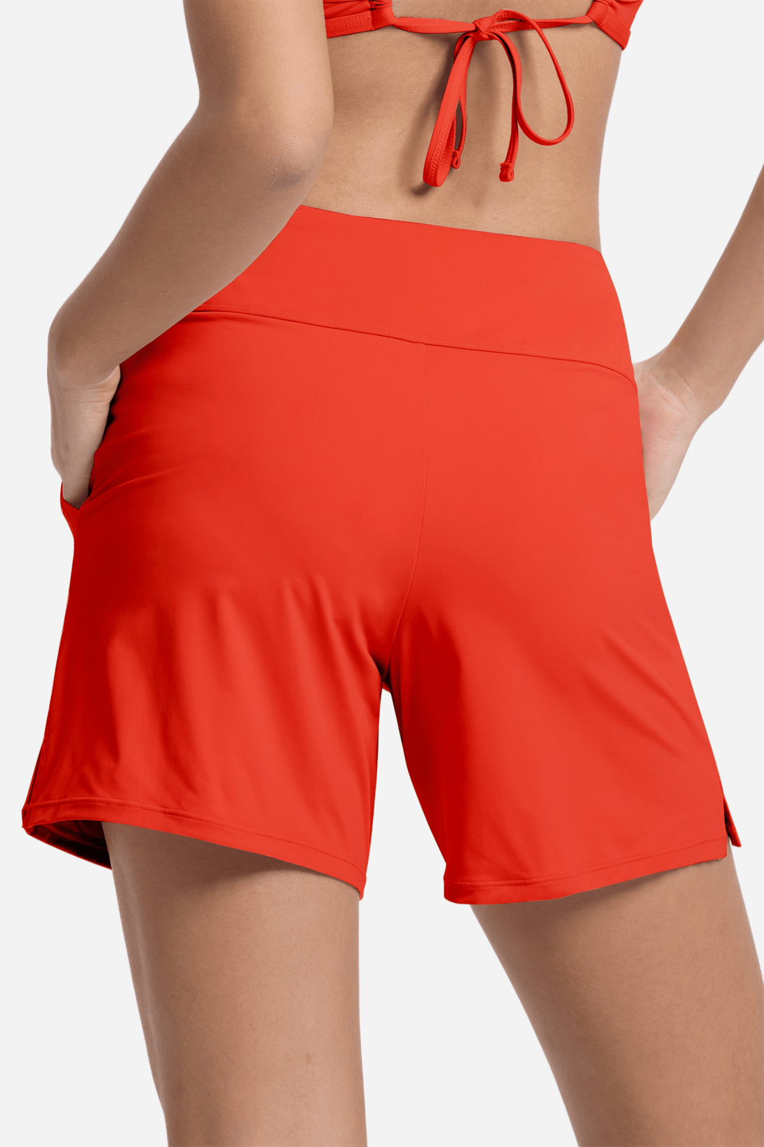 High Waisted UPF 50+ Period Swimwear Shorts with Pockets - Stylr