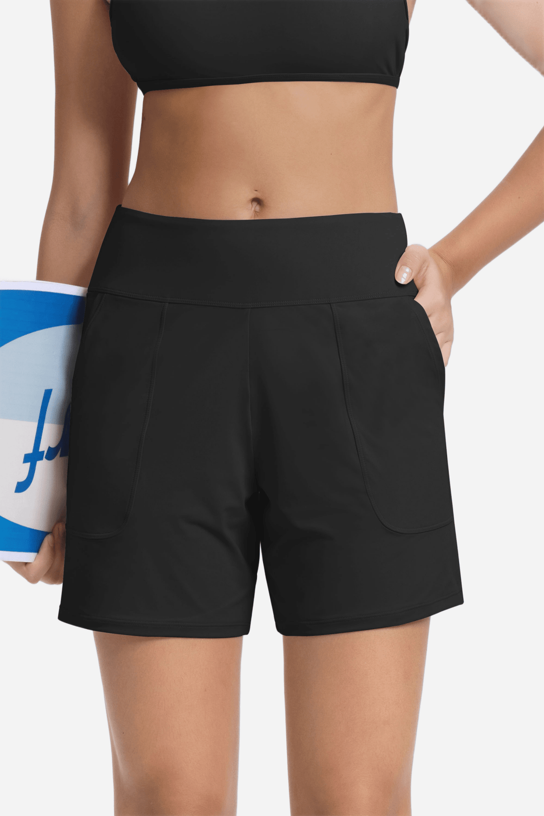 High Waisted UPF 50+ Period Swimwear Shorts with Pockets - Stylr