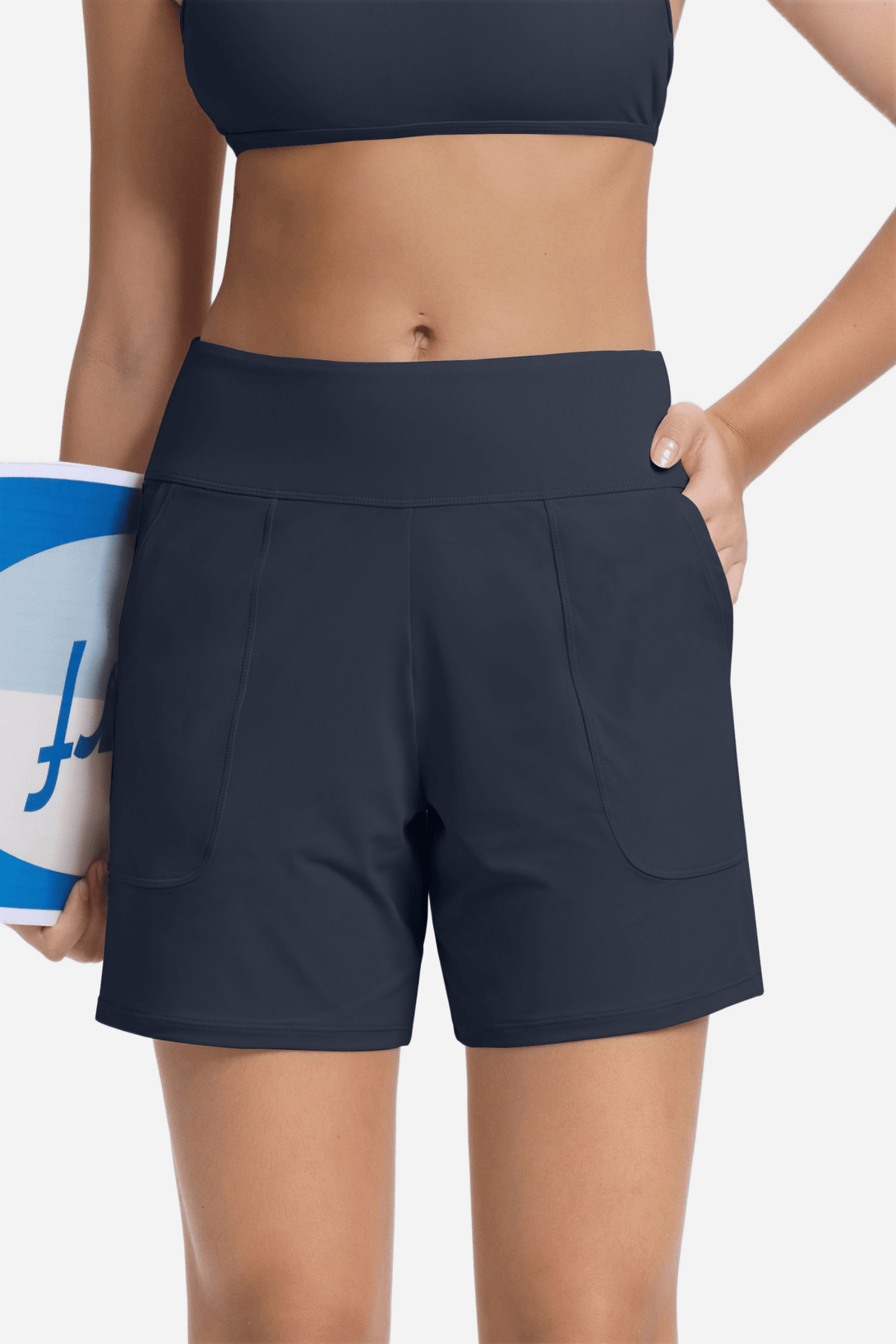 High Waisted UPF 50+ Period Swimwear Shorts with Pockets - Stylr