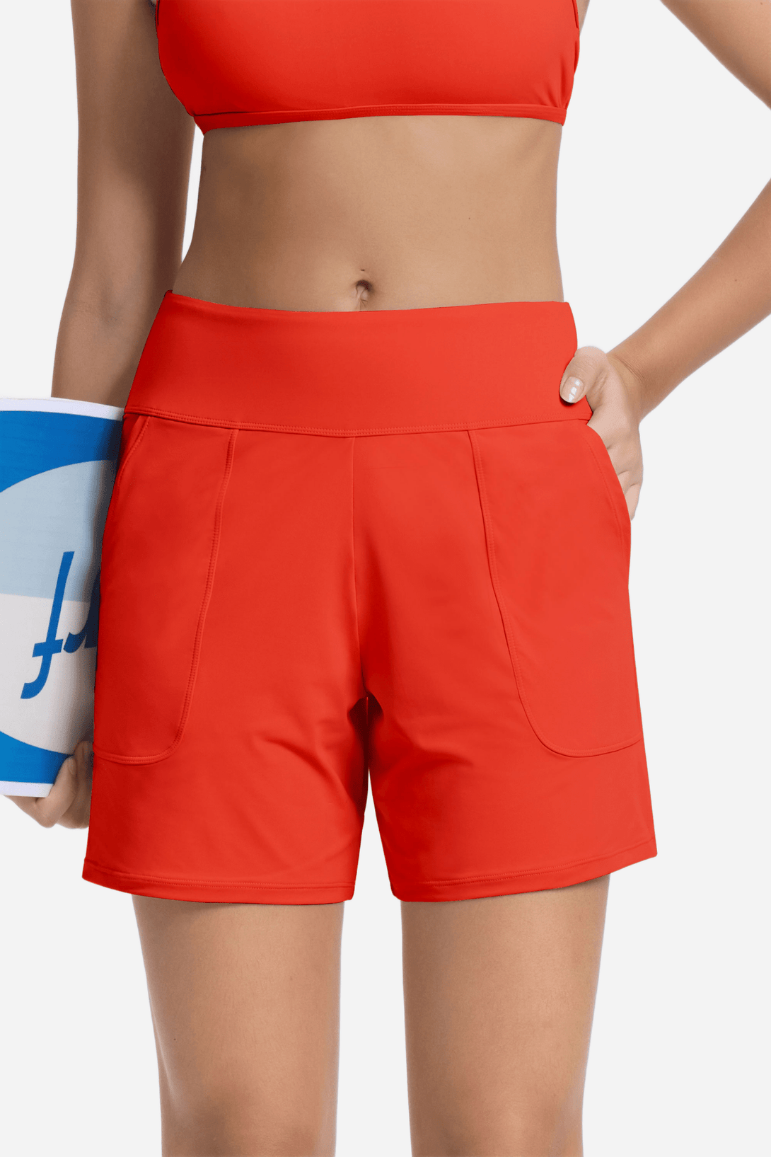 High Waisted UPF 50+ Period Swimwear Shorts with Pockets - Stylr