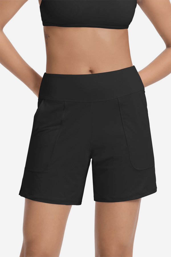 High Waisted UPF 50+ Period Swimwear Shorts with Pockets - Stylr