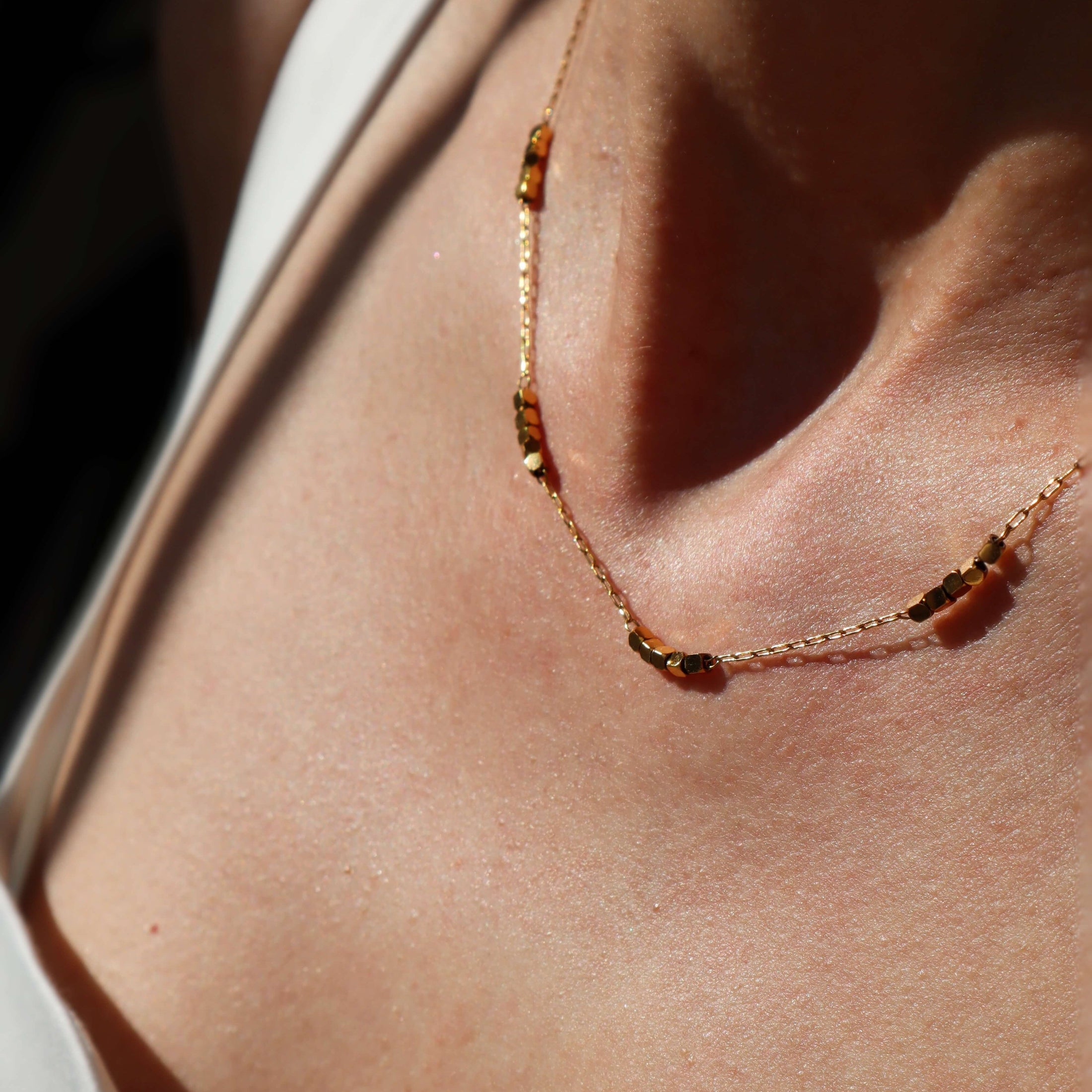 Gold Square Beads Choker, waterproof 18k gold-plated stainless steel