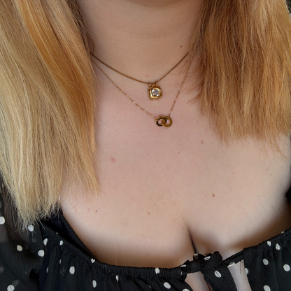 Ivery CZ Pendant Necklace, 18k gold-plated stainless steel