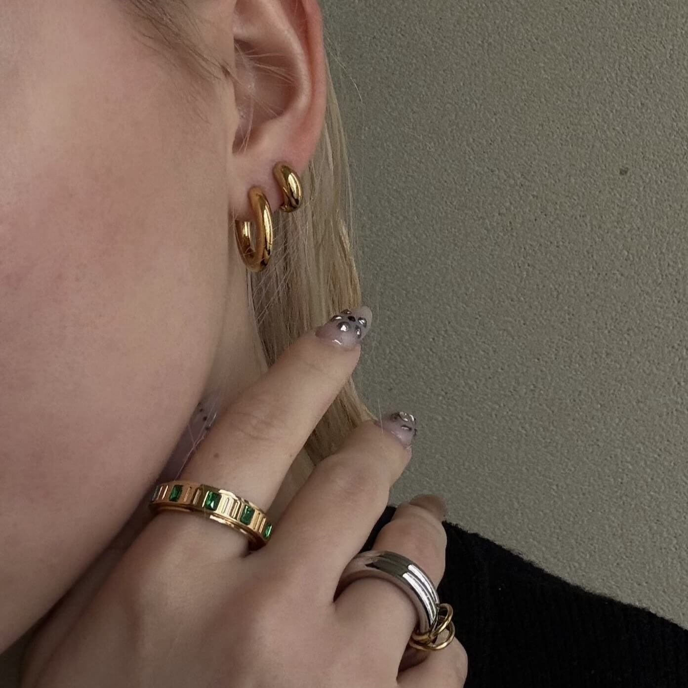 Bold Huggie Hoops, waterproof 18k gold-plated stainless steel