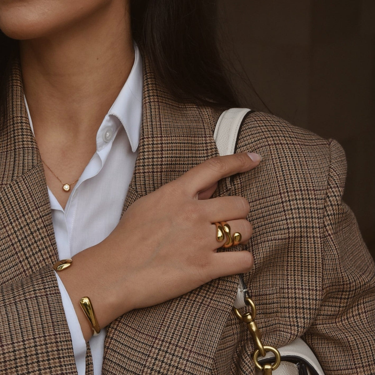 Waterproof Gold Cuff Bracelet, 18k gold-plated stainless steel