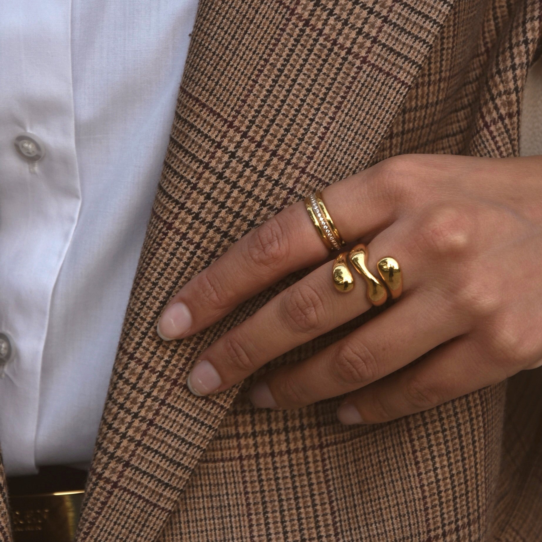 Puffy Coil Ring, waterproof 18k gold-plated stainless steel