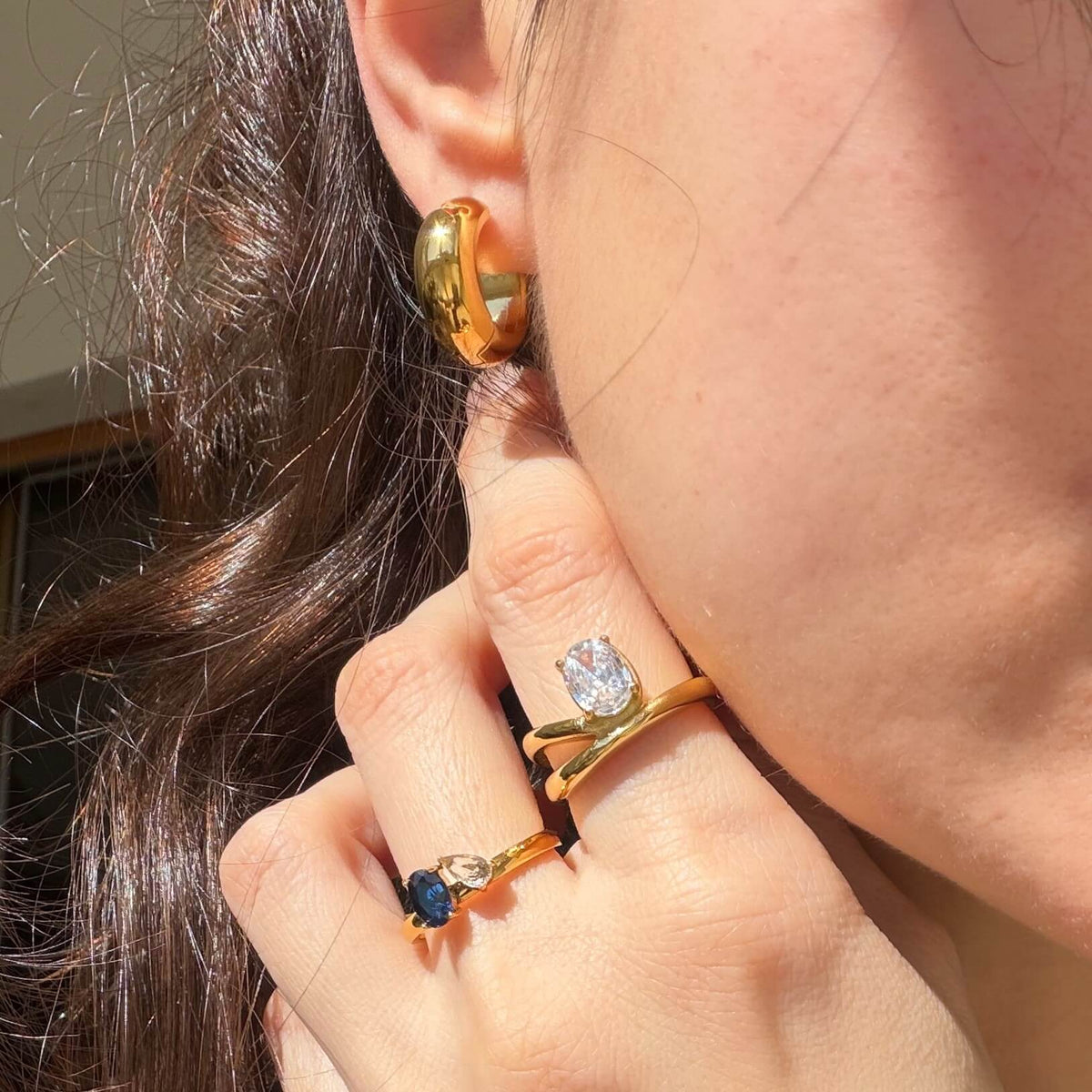 Bold Huggie Hoops, waterproof 18k gold-plated stainless steel