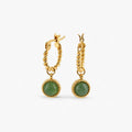 Green Jade Hoop Earrings - Waterproof Gold Hoops
