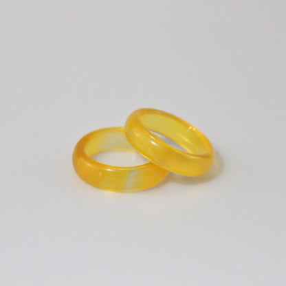 Yellow Jade Band Ring, waterproof