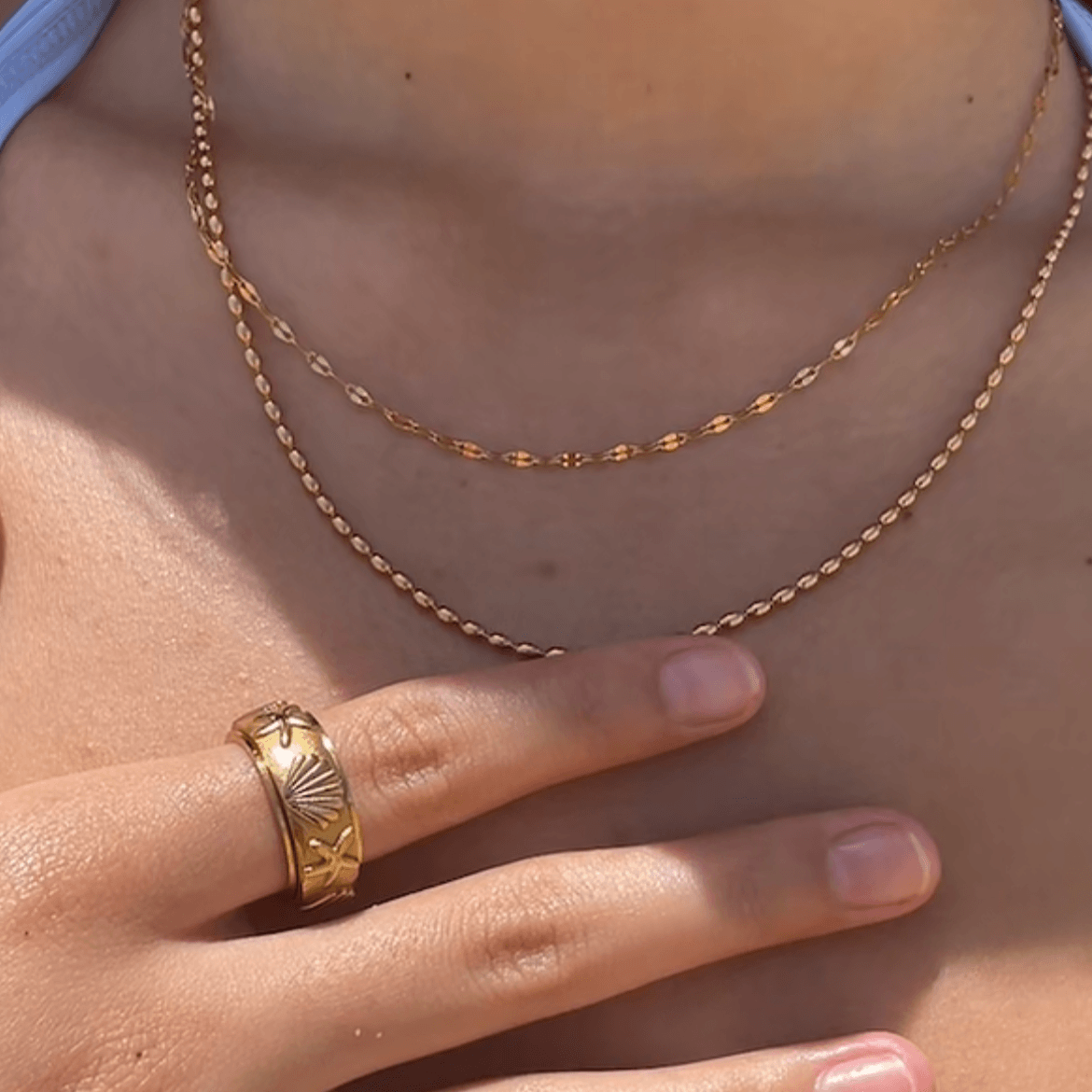 Jude Layered Necklace, waterproof 18k gold-plated stainless steel