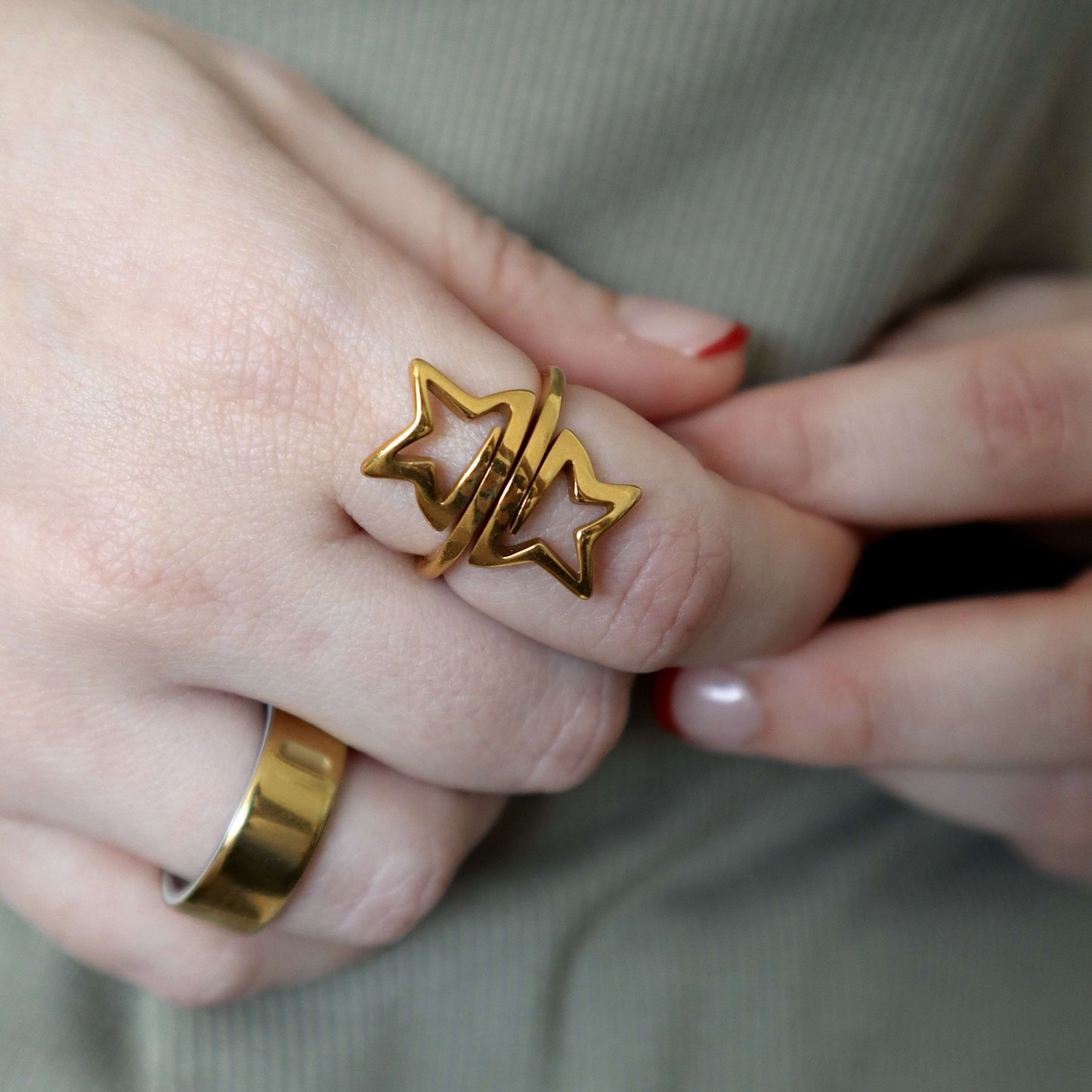 Celestial Star Wrap Ring, waterproof 18k gold-plated stainless steel