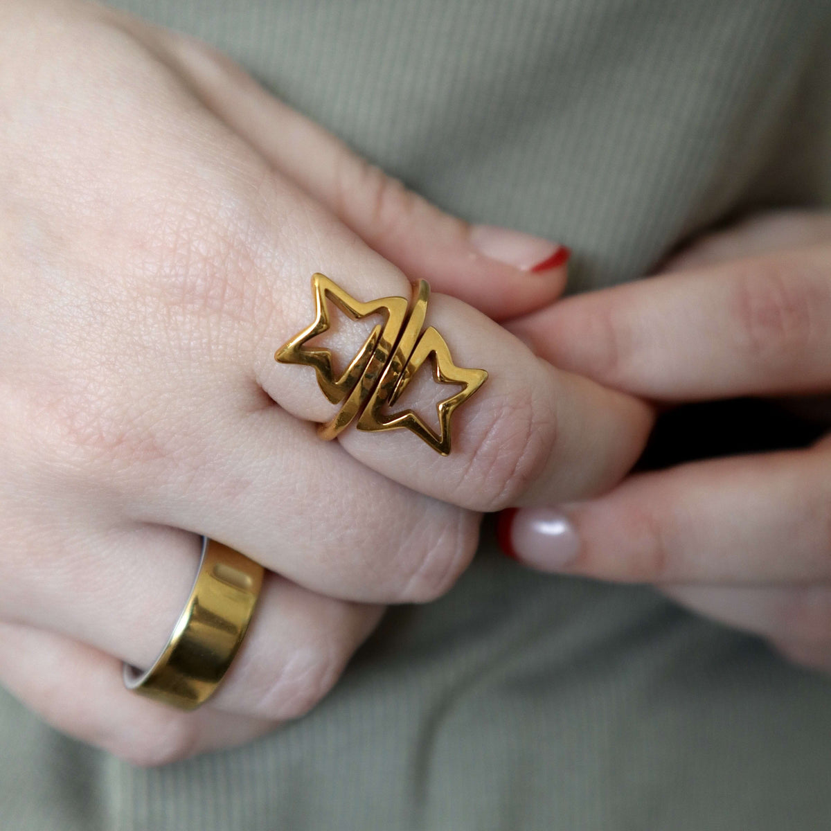 Celestial Star Wrap Ring, waterproof 18k gold-plated stainless steel