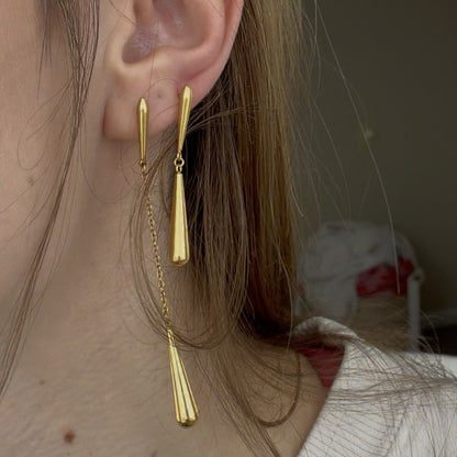 Waterproof Gold Teardrop Dangle Earrings, 18k gold-plated stainless steel