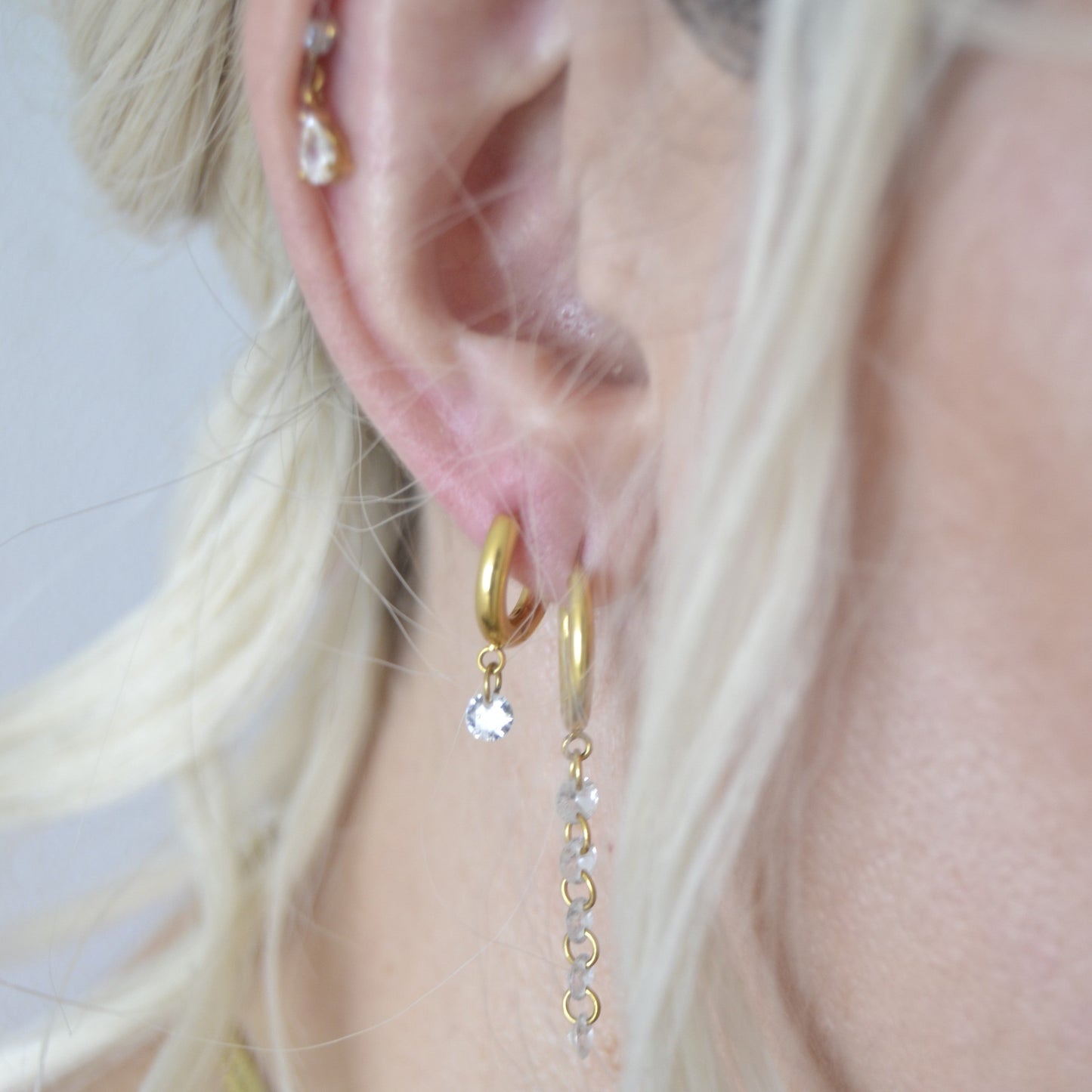 Afton Teardrop CZ Earrings, waterproof 18k gold-plated stainless steel