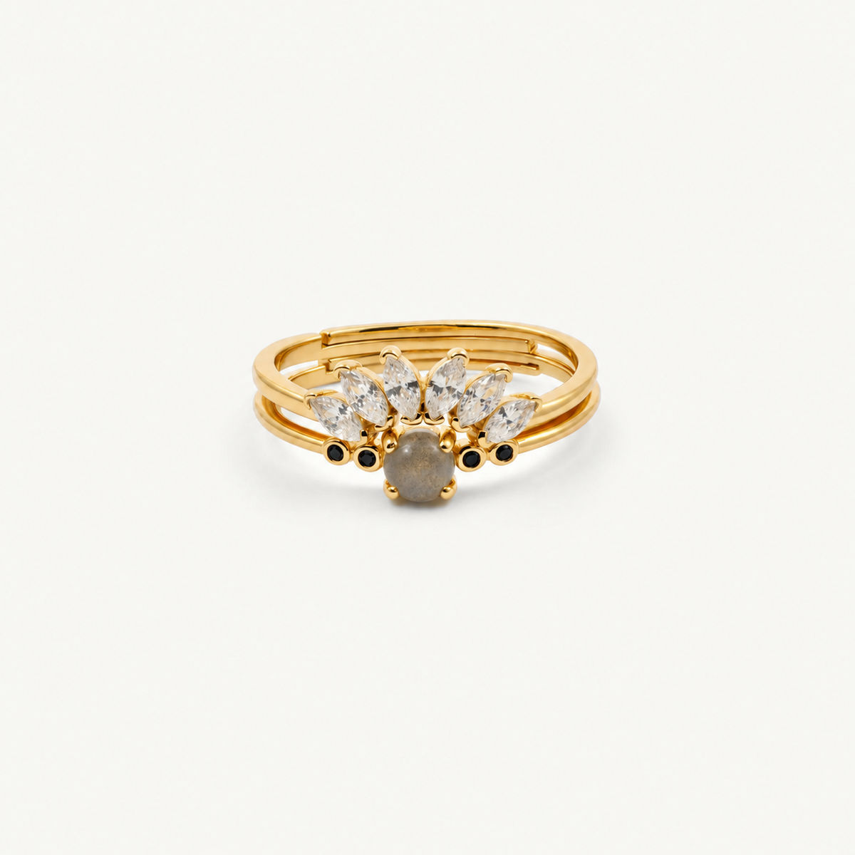 Labradorite Ring + Contour Gemstone Band