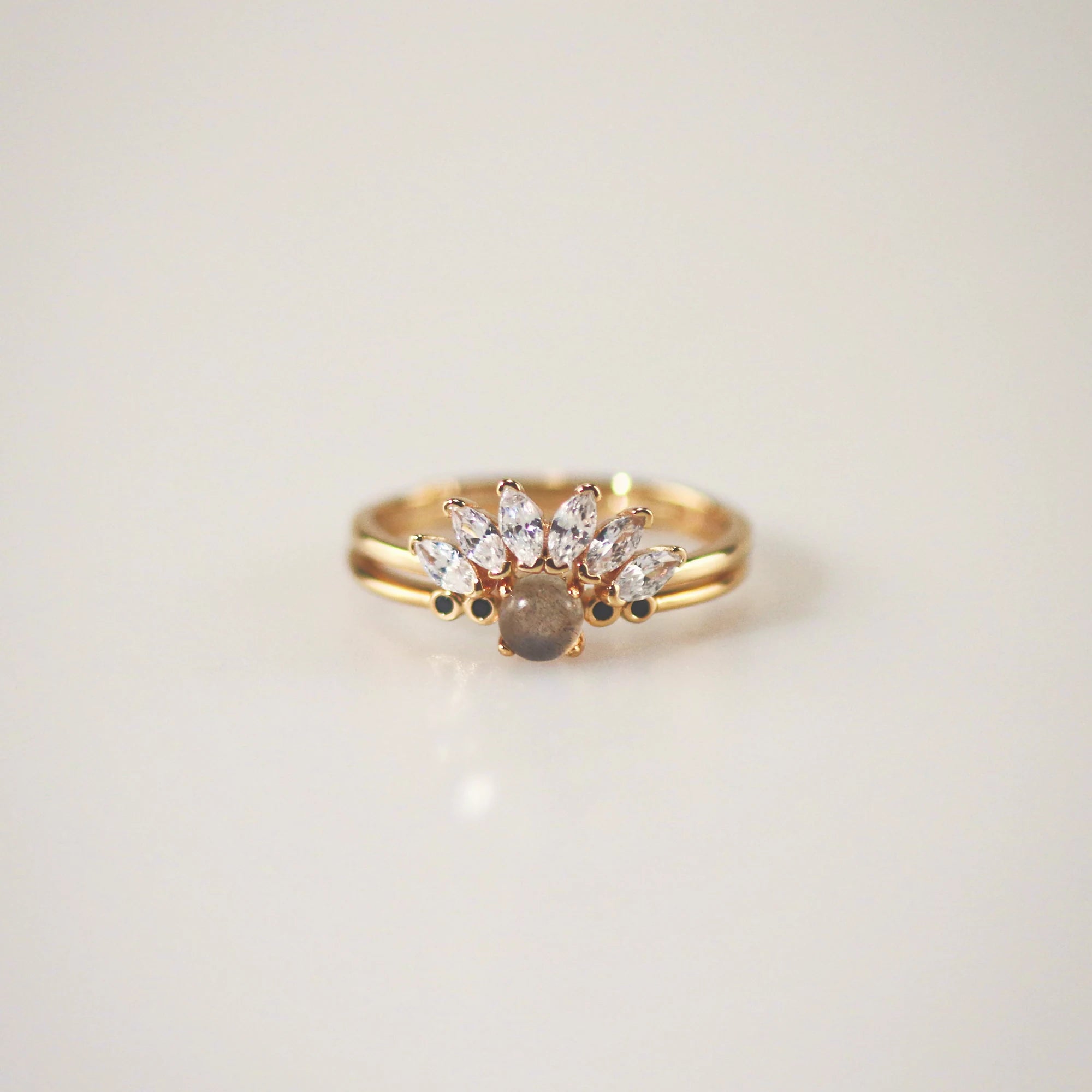 Labradorite Gemstone Ring + Contour Gemstone Band RIng