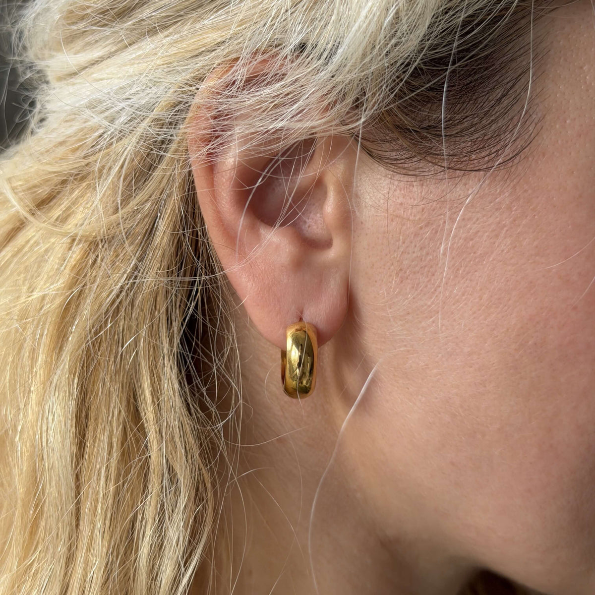 Bold Huggie Hoops, waterproof 18k gold-plated stainless steel