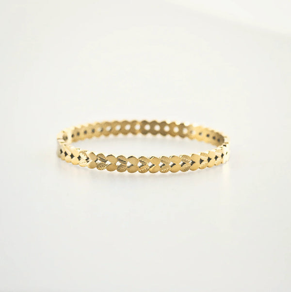 Waterproof Stainless Steel Leaf Bangle Bracelet