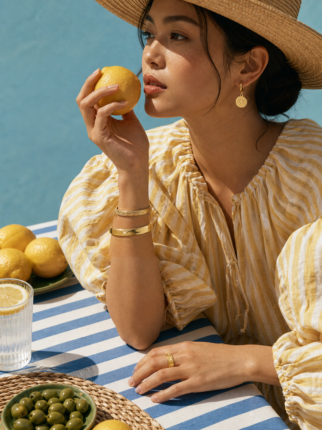 Lemon Kiss in Azure jewelry set — worn