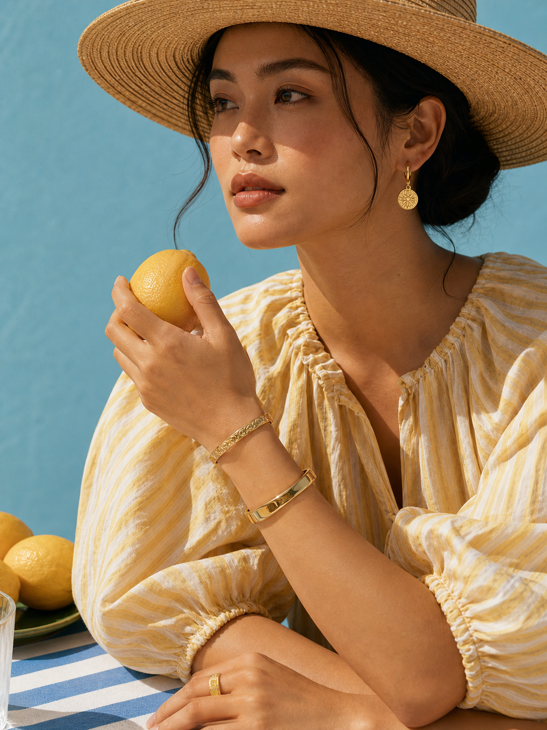 Lemon Kiss in Azure jewelry set — worn