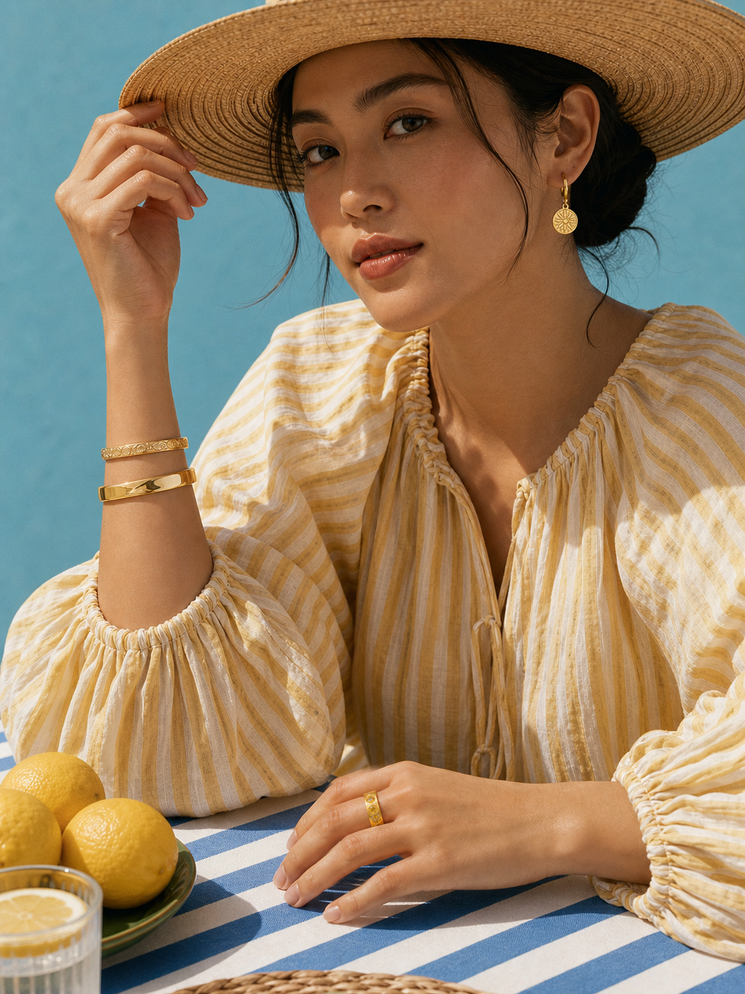 Lemon Kiss in Azure jewelry set — worn