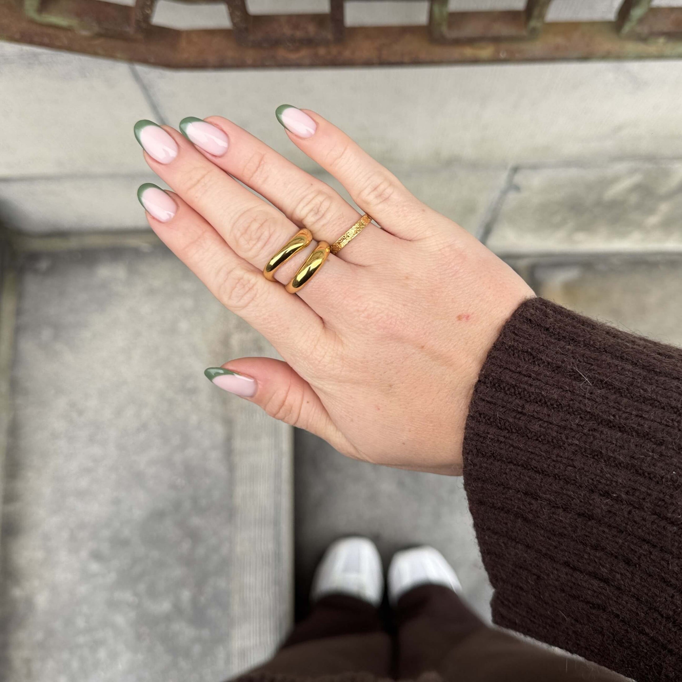 Thick Double Wave Ring, waterproof 18k gold-plated stainless steel