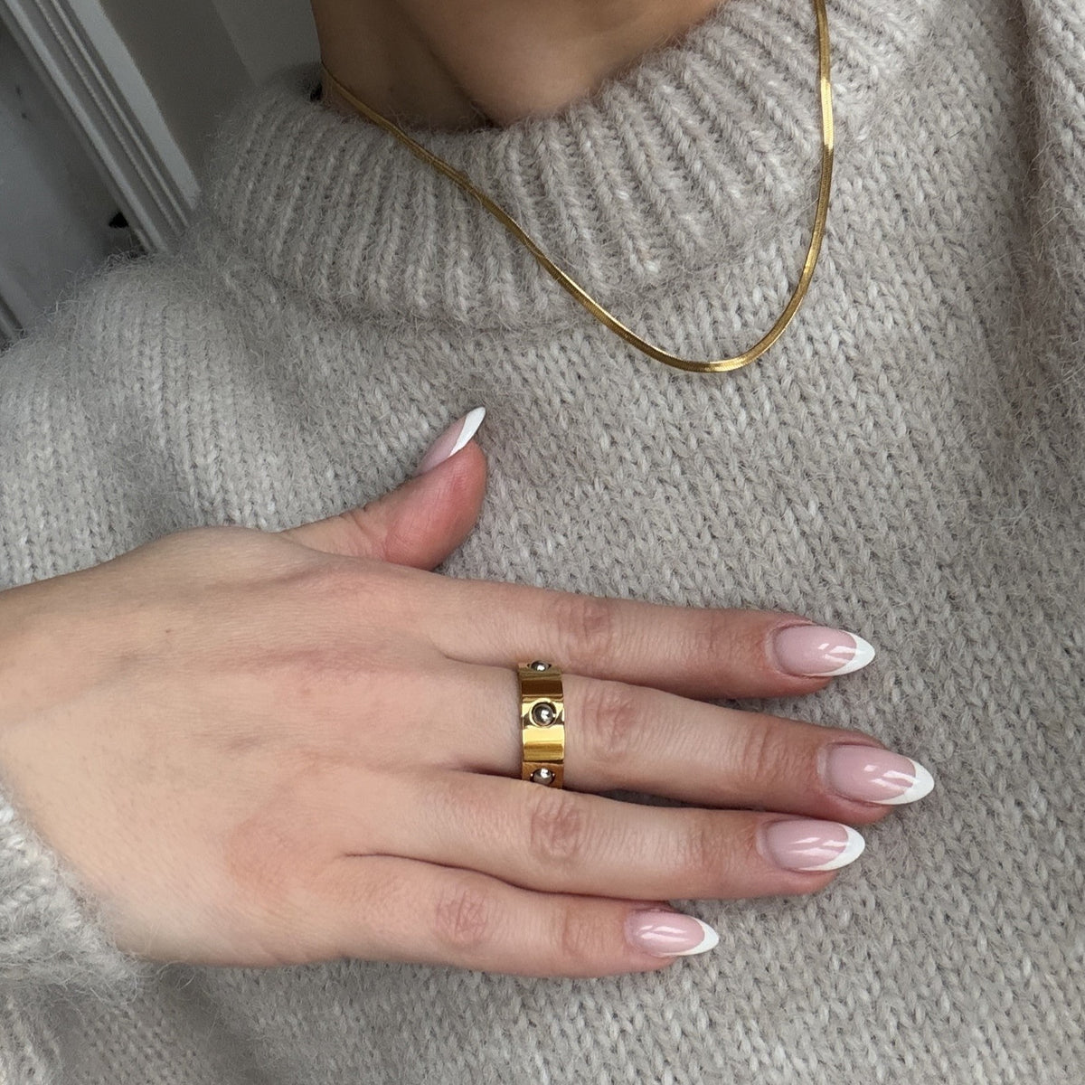 Rolling Orbit Ring, waterproof 18k gold-plated stainless steel