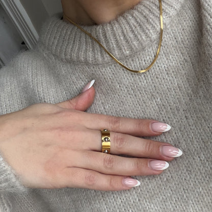 Rolling Orbit Ring, waterproof 18k gold-plated stainless steel