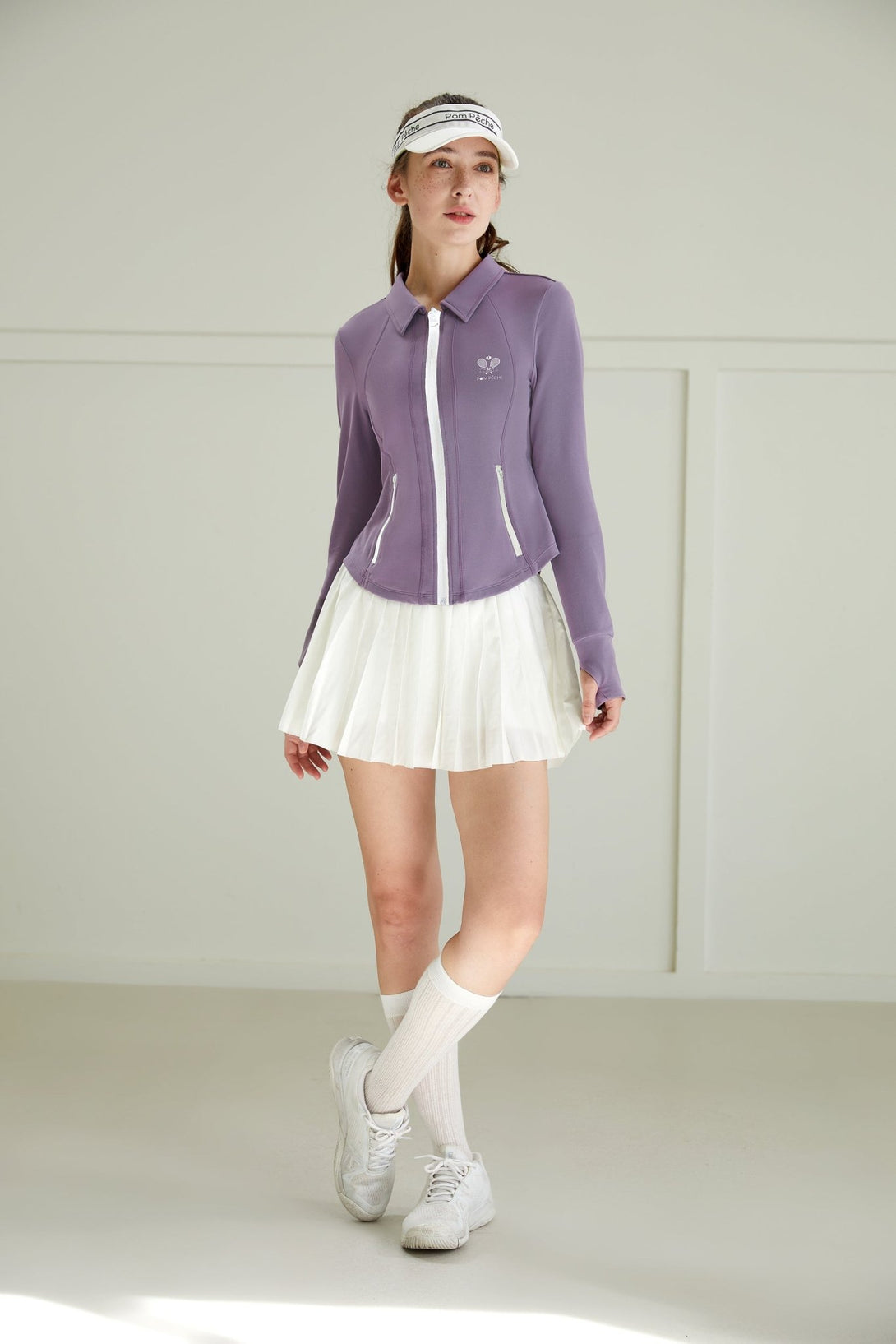 Lina Lavender Purple Long - Sleeve Zipper Jacket Top - Stylr