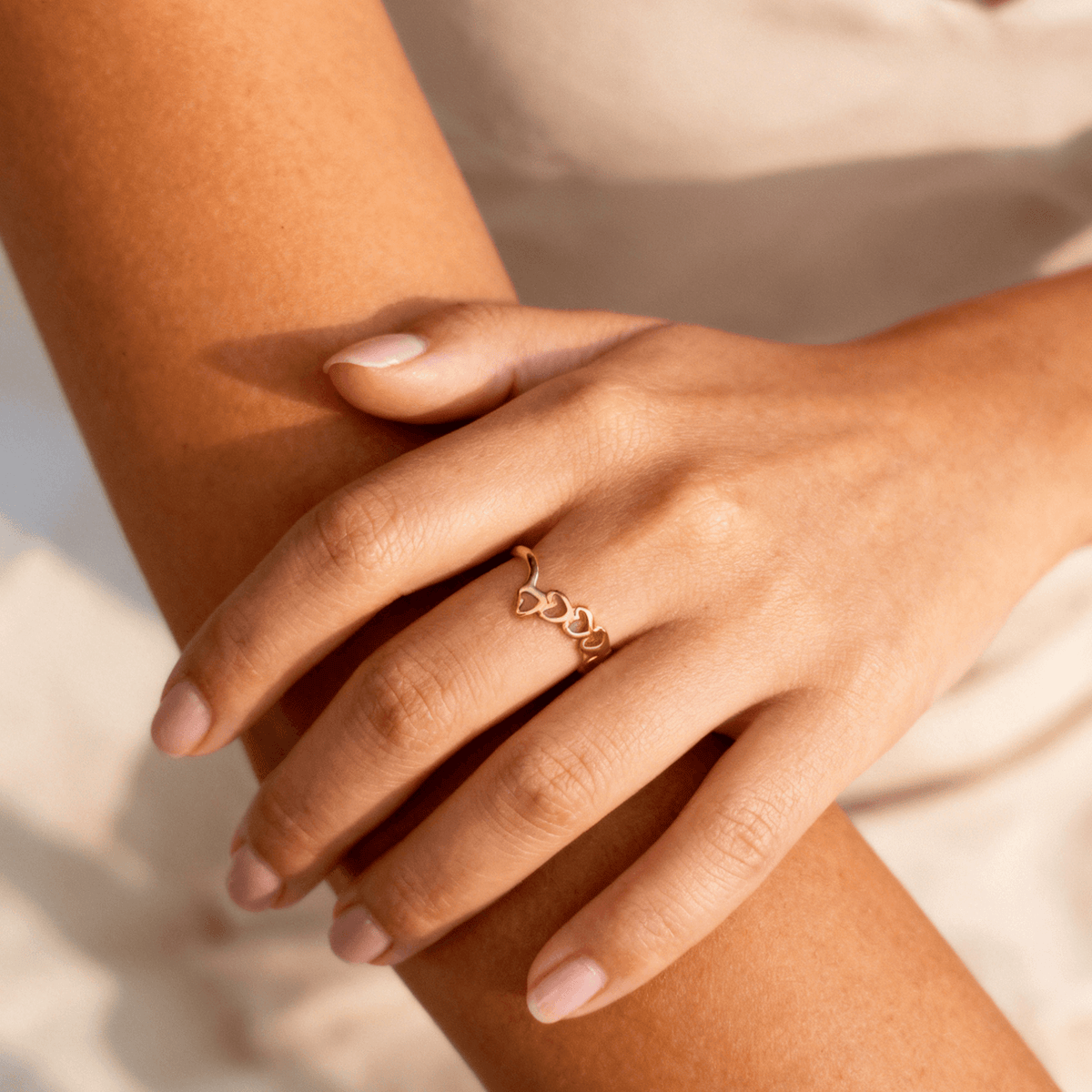Waterproof Gold Heart Ring, 18k gold-plated stainless steel
