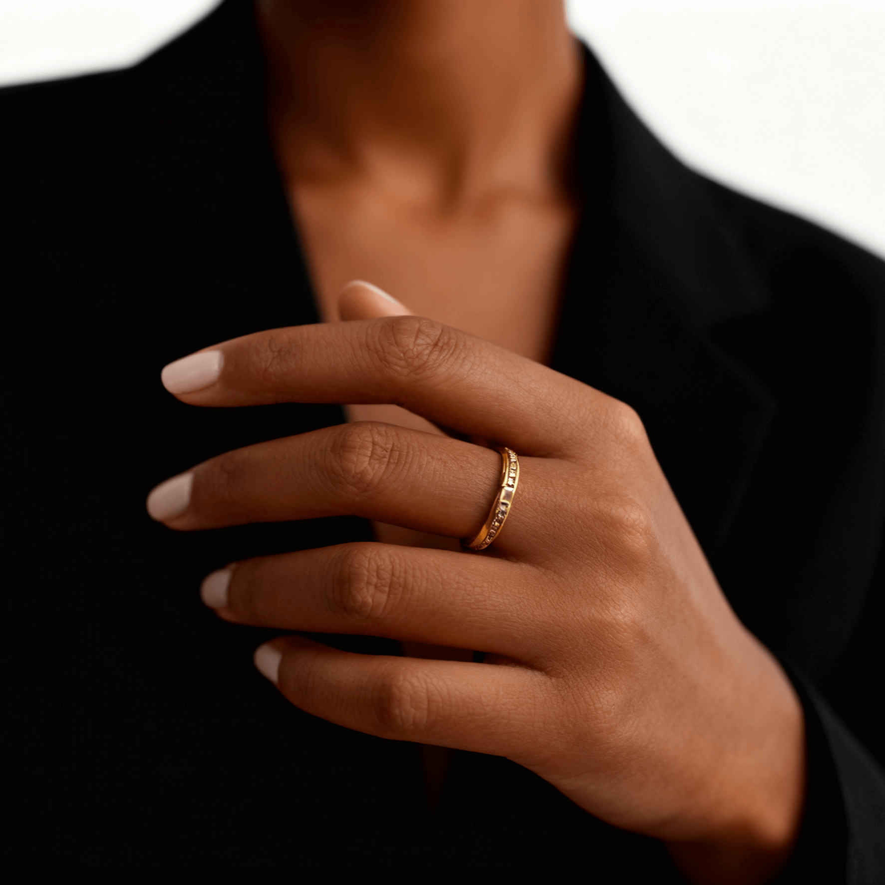 Waterproof Gold Plated Ring with Diamond Accents