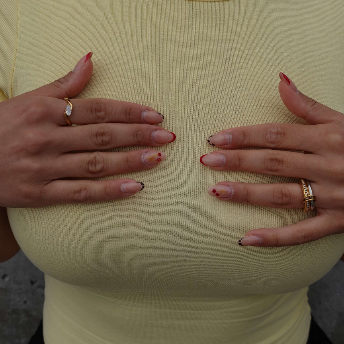 Double Sparkle Link Ring, waterproof 18k gold-plated stainless steel