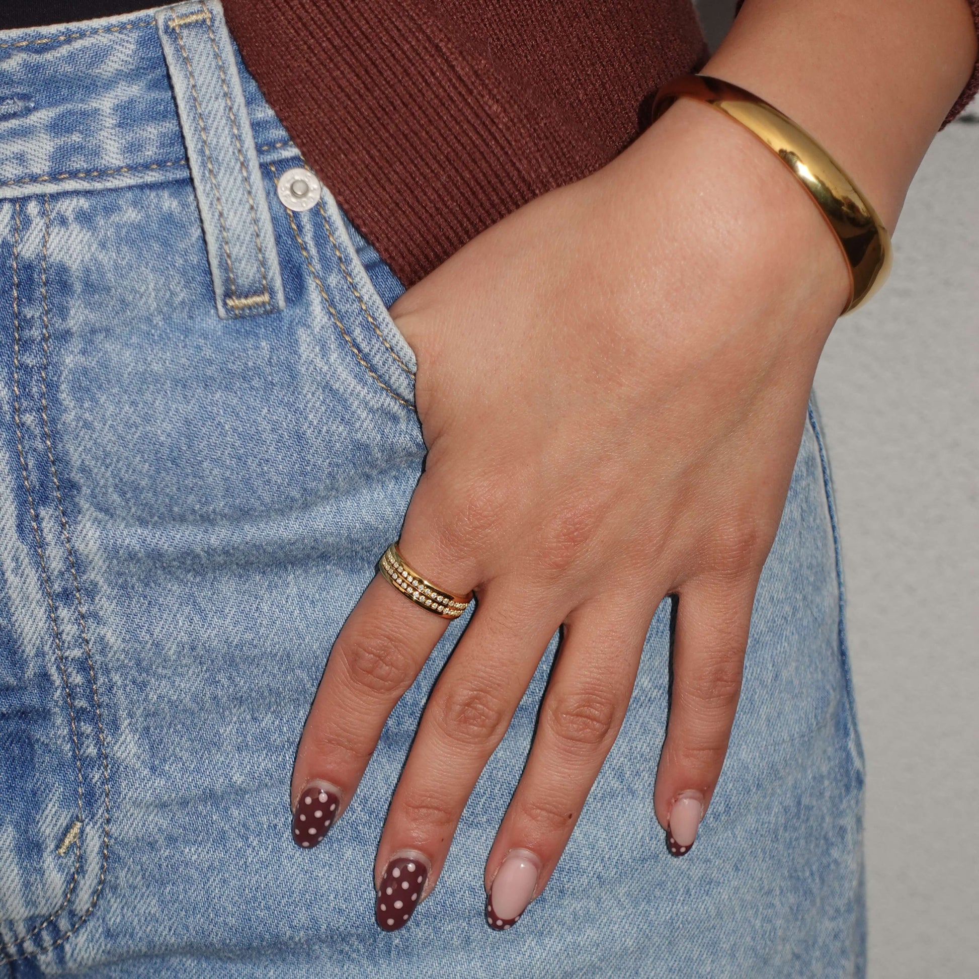 Waterproof Gold Cuff Bracelet, 18k gold-plated stainless steel
