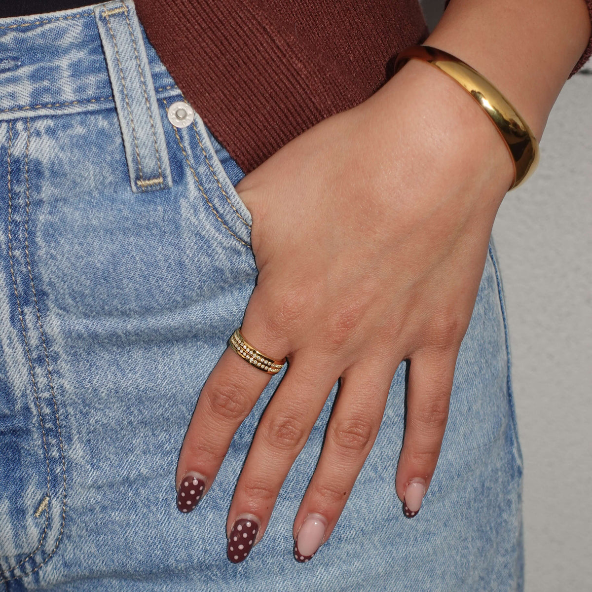 Waterproof Gold Cuff Bracelet, 18k gold-plated stainless steel