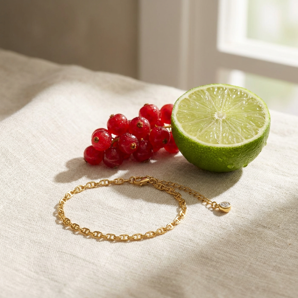 Anchor Chain Anklet — Waterproof Gold Anklet styled still life