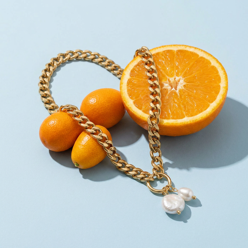 Chunky Baroque Pearl Necklace - Waterproof 18K Gold Plated styled still life