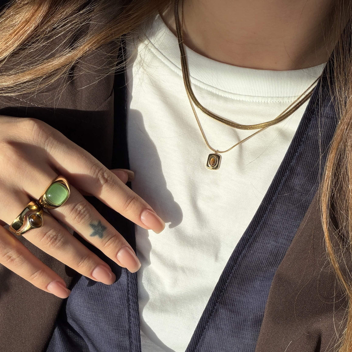 Eve Layered Necklace, waterproof 18k gold-plated stainless steel