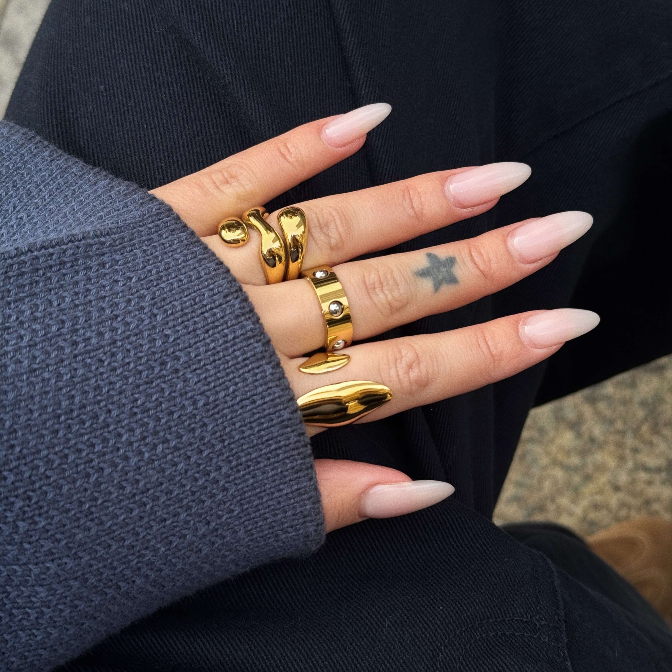 Rolling Orbit Ring, waterproof 18k gold-plated stainless steel