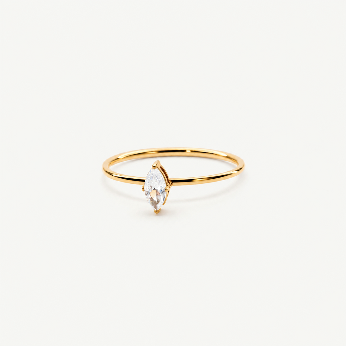 Marquise Cut Solitaire Ring in Hypoallergenic 316L Stainless Steel