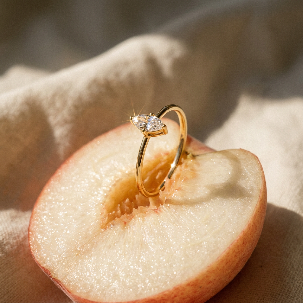 Marquise Cut Solitaire Ring in Hypoallergenic 316L Stainless Steel — lifestyle